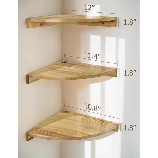 Millwood Pines Corner Shelves Wall Mount Farmhouse Rustic Corner ... - Farmhouse Rustic Wall Shelves